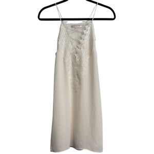 Wayf White Lace Front Shift Dress